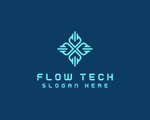 Tech Circuit Petals logo design