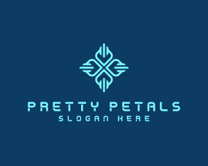 Tech Circuit Petals logo design