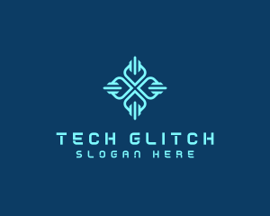 Tech Circuit Petals logo design