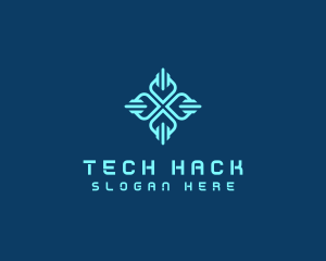 Tech Circuit Petals logo design