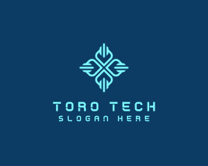 Tech Circuit Petals logo design