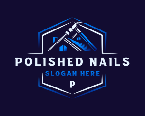 Hammer Nail Roof Carpentry logo design