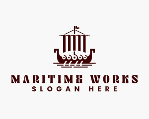 Viking Ship Sailing logo design