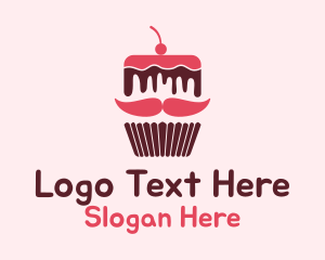 Moustache - Pink Moustache Cupcake logo design