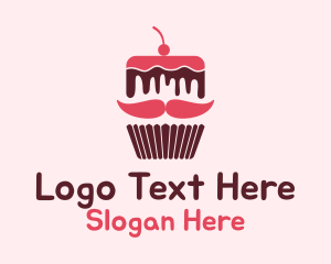 Cake Shop - Pink Moustache Cupcake logo design