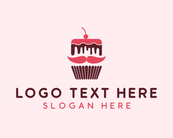 Mustache - Moustache Cupcake Dessert logo design