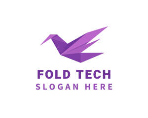 Folding - Purple Origami Bird logo design