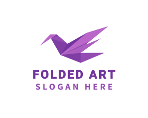 Purple Origami Bird logo design