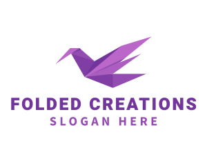 Purple Origami Bird logo design