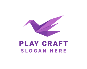 Purple Origami Bird logo design