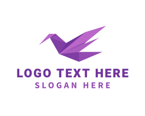 Fold - Purple Origami Bird logo design
