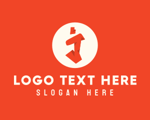 Surf - Orange Graffiti Art Letter I logo design
