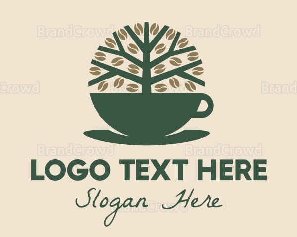 Green Coffee Cup Tree Logo