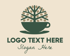 Beans - Green Coffee Cup Tree logo design