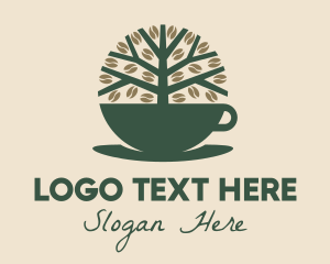 Hot Drinks - Green Coffee Cup Tree logo design