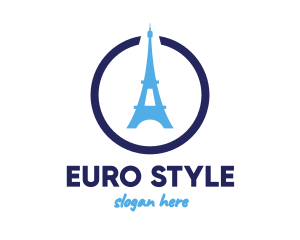 Europe - Blue Eiffel Tower logo design