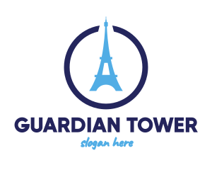 Blue Eiffel Tower logo design