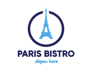 Blue Eiffel Tower logo design