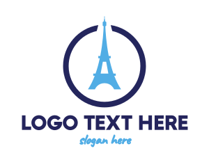 French - Blue Eiffel Tower logo design