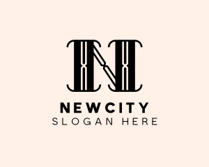 Art Deco Boutique Hotel Letter N logo design