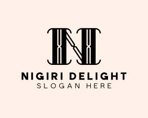 Art Deco Boutique Hotel Letter N logo design