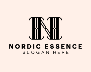 Art Deco Boutique Hotel Letter N logo design