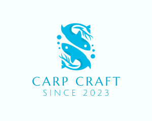 Carp - Blue Fisheries Letter S logo design