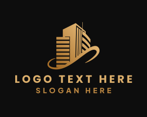 Property Developer - Gold High Rise Building logo design