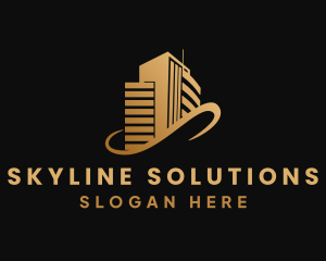 High Rise - Gold High Rise Building logo design