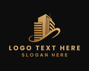 Condominium - Gold High Rise Building logo design
