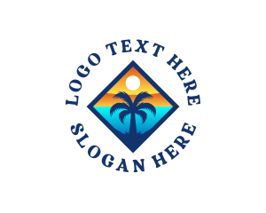 Sunset - Tropical Island Coastal logo design