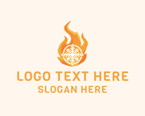 Refrigerator - Fire Flame Snowflake logo design