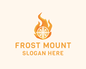 Fire Flame Snowflake logo design