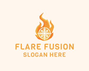 Fire Flame Snowflake logo design