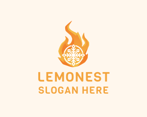 Temperature - Fire Flame Snowflake logo design