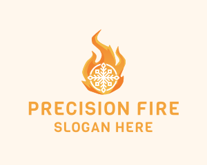 Fire Flame Snowflake logo design