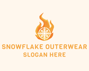 Fire Flame Snowflake logo design