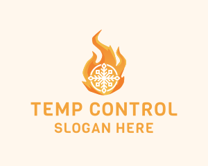 Thermostat - Fire Flame Snowflake logo design