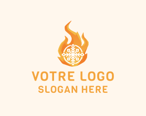 Winter - Fire Flame Snowflake logo design