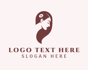 Hairstyle - Woman Hair Flower logo design