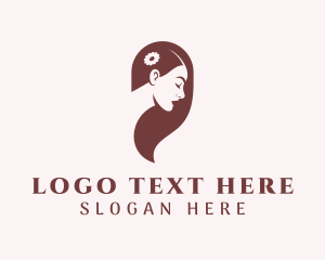 Hair Treatment - Woman Hair Flower logo design
