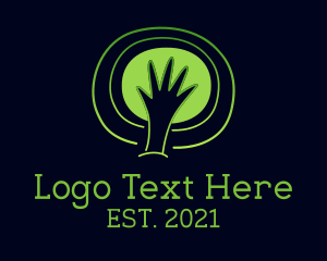 Kids Clothing - Green Eco Hand logo design