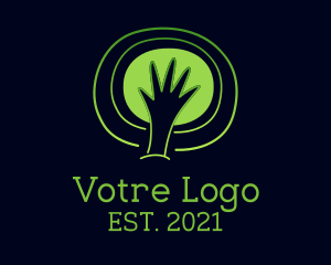 Save The Earth - Green Eco Hand logo design