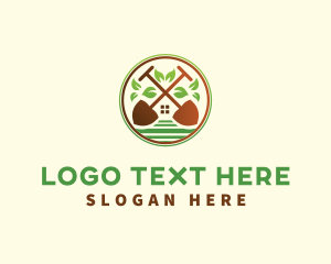 Landscape - Lawn Shovel Gardening logo design