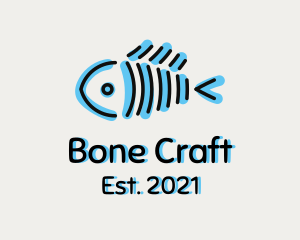 Bone - Blue Fish Bone logo design