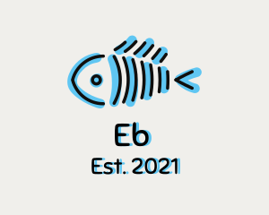 Fish - Blue Fish Bone logo design