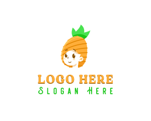Pineapple Woman Food Logo