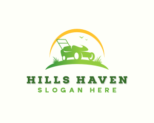 Landscaping Lawn Mower logo design