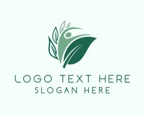 Holistic - Green Human Leaf logo design