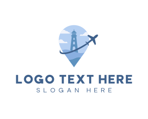 Tourist - Lighthouse Location Pin logo design